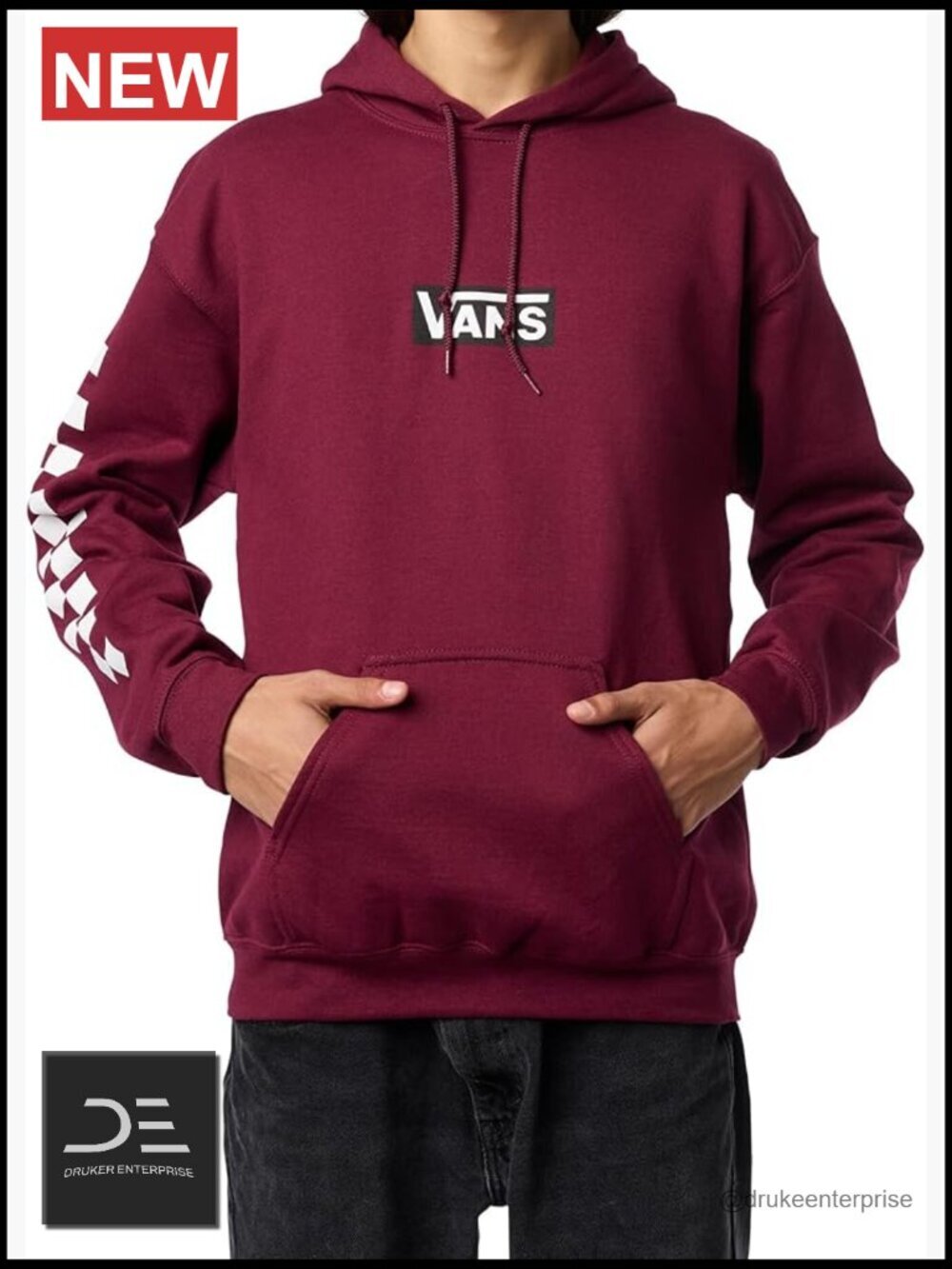Long Sleeve Hooded Sweatshirt with Kangaroo Pocket and Logo Print
